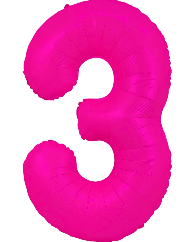 Globo Foil Nº 3 Rosa Fluor 86cm ***OFERTA DTO NO ACUMULABLE