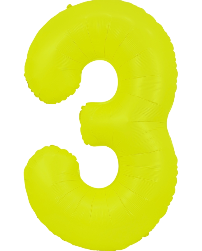 Globo Foil Nº 3 Amarillo Fluor 86cm ***OFERTA DTO NO ACUMULABLE