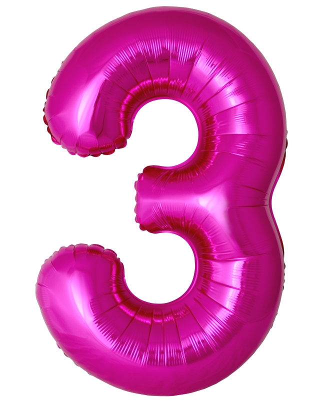 Globo Foil Nº 3 Fucsia 86cm ***OFERTA DTO NO ACUMULABLE