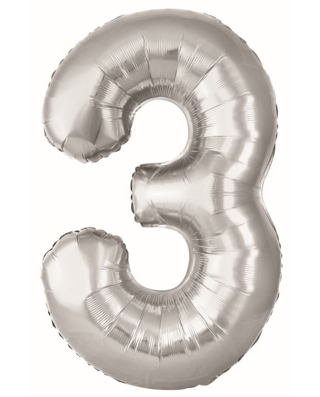 Globo Foil Nº 3 Plata 86cm ***OFERTA DTO NO ACUMULABLE