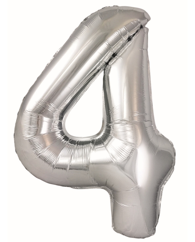 Globo Foil Nº 4 Plata 86cm ***OFERTA DTO NO ACUMULABLE