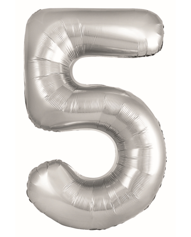 Globo Foil Nº 5 Plata 86cm ***OFERTA DTO NO ACUMULABLE