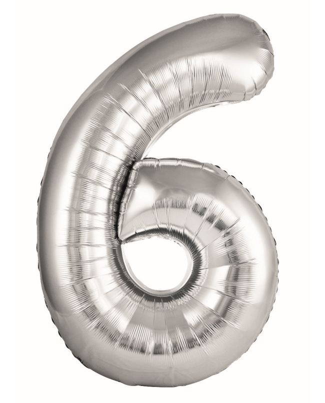 Globo Foil Nº 6 Plata 86cm ***OFERTA DTO NO ACUMULABLE