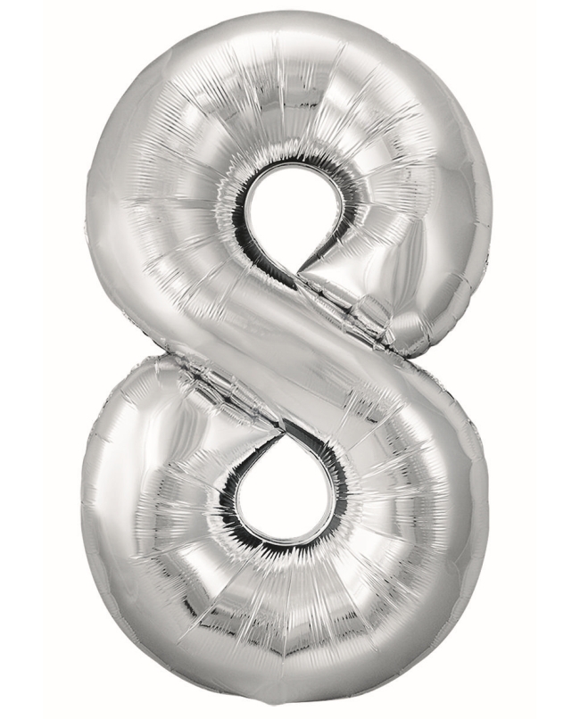 Globo Foil Nº 8 Plata 86cm ***OFERTA DTO NO ACUMULABLE
