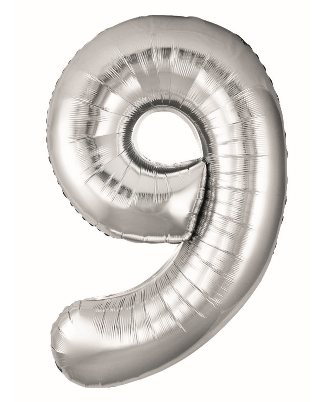 Globo Foil Nº 9 Plata 86cm ***OFERTA DTO NO ACUMULABLE