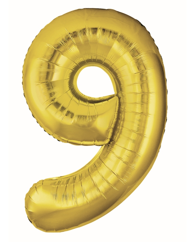 Globo Foil Nº 9 Oro 86cm ***OFERTA DTO NO ACUMULABLE