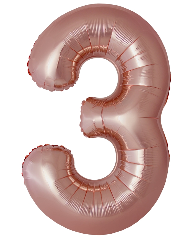 Globo Foil Nº 3 Rosa Oro 86cm ***OFERTA DTO NO ACUMULABLE