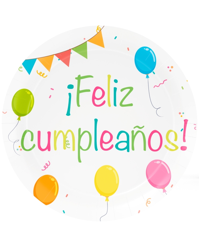 Platos 23cm Feliz Cumpleaños