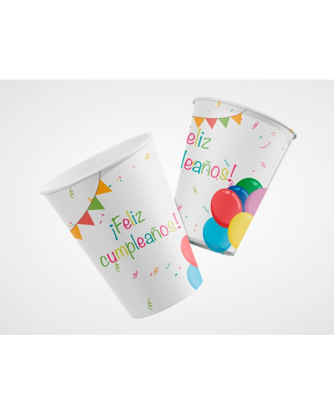 Vasos 250ml Feliz Cumpleaños