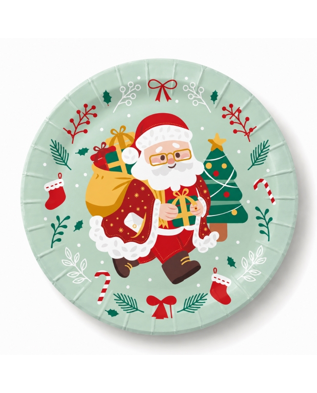 8 Platos 23cm Papa Noel Colección Liragram