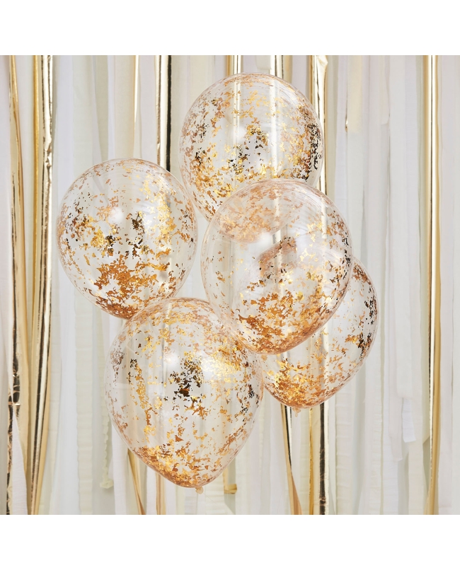 Globos Latex Con Confeti Oro ***OFERTA DTO NO ACUMULABLE