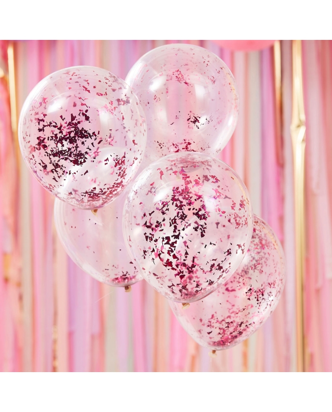 Globos Latex Con Confeti Rosa ***OFERTA DTO NO ACUMULABLE