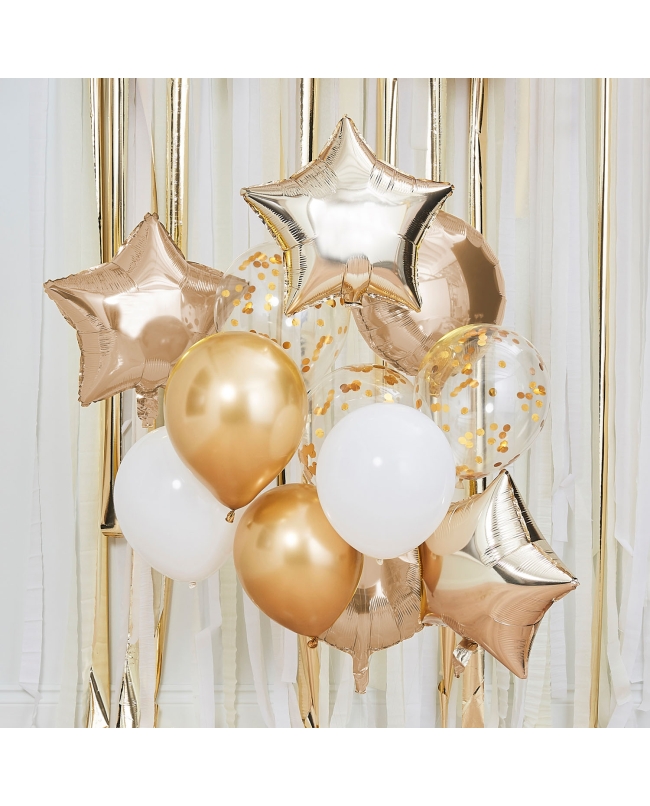 Globos Latex Y Foil Estrellas Oro ***OFERTA DTO NO ACUMULABLE