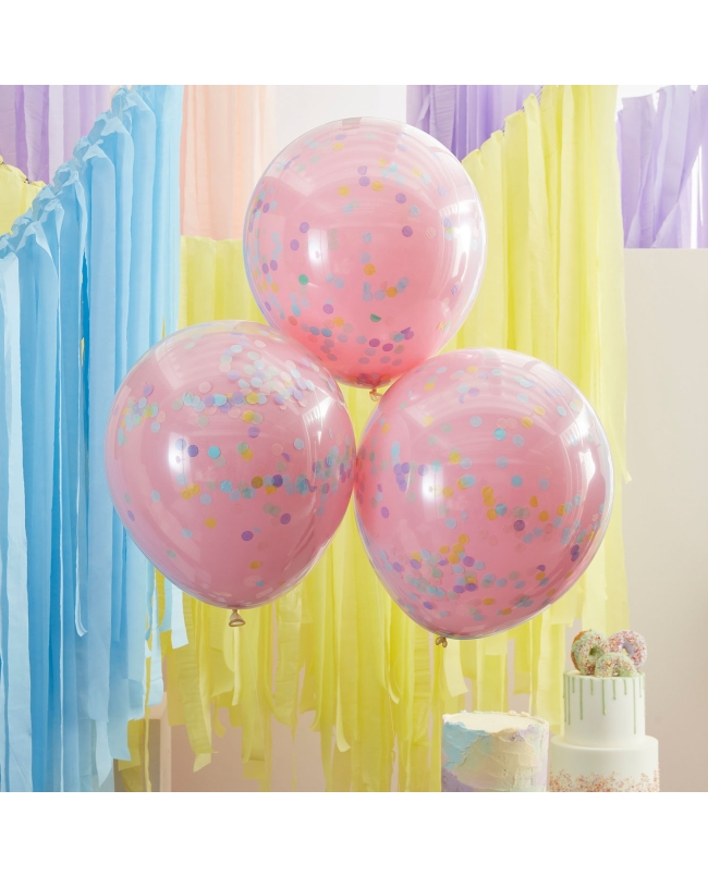 Globos: Globos Confeti Pastel Peluche Doble ***OFERTA DTO NO ACUMULABLE