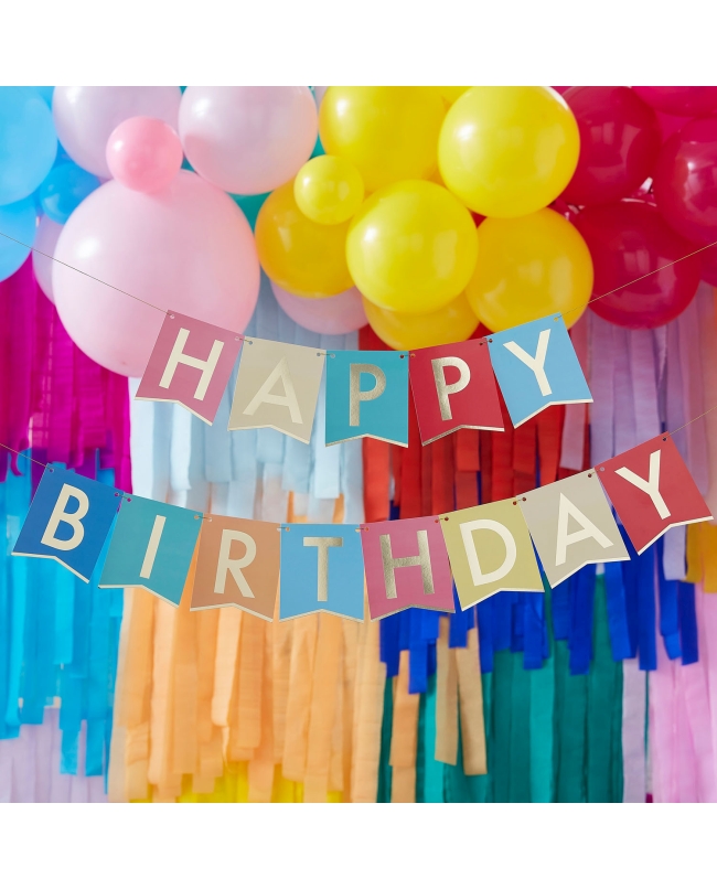 Banderin Happy Bday Multicolor 2X 1,7M ***OFERTA DTO NO ACUMULABLE