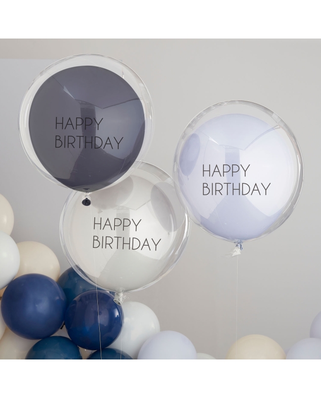 Balloon Bundle Feliz Cumpleaños Doble Relleno Azul ***OFERTA DTO NO ACUMULABLE