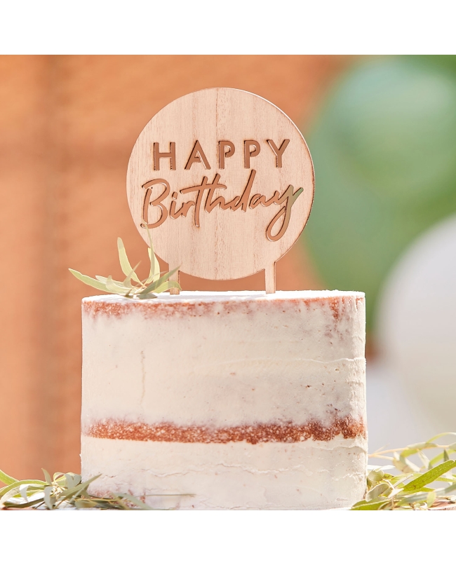 Adorno Pastel Happy Birthday Madera ***OFERTA DTO NO ACUMULABLE