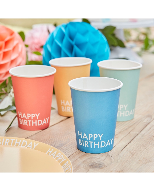 Vasos Papel Fsc Happy Bday Multicolor ***OFERTA DTO NO ACUMULABLE