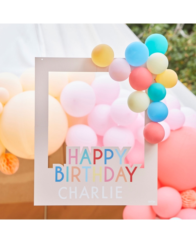 Marco Foto Personalizable Happy Bday Con Globos Latex 72X60cm ***OFERTA DTO NO ACUMULABLE