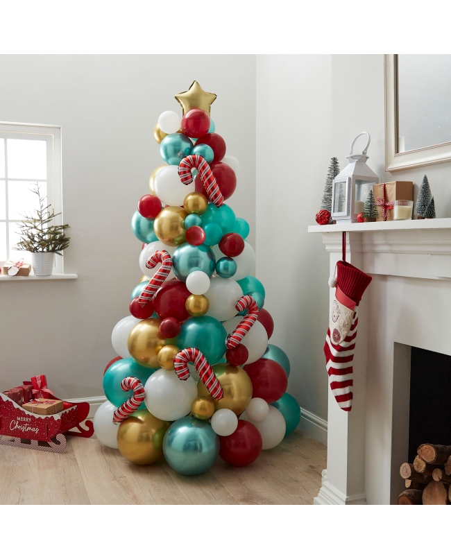 Kit Globos Latex Arbol Navidad Y Bastones Caramelo ***OFERTA DTO NO ACUMULABLE