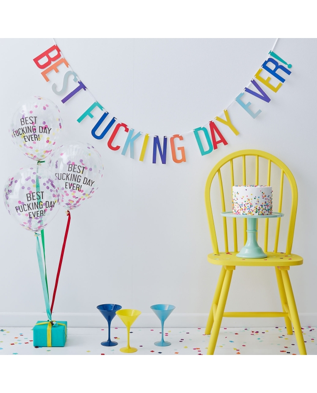 Globos Y Banner -Pest Fucking Day Ever Ever Banner Y Confetti Balloon Pack ***OFERTA DTO NO ACUMULABLE