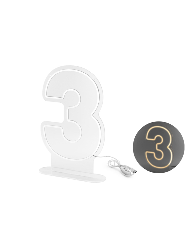 Neon Led Numero 3 Blanco 50cm ***OFERTA DTO NO ACUMULABLE