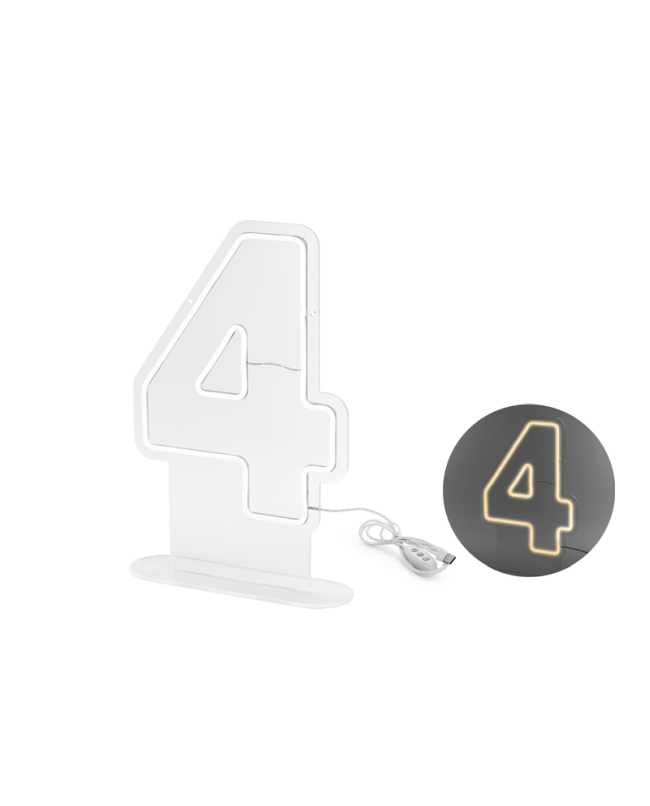 Neon Led Numero 4 Blanco 50cm ***OFERTA DTO NO ACUMULABLE