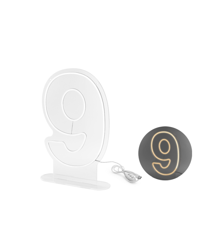 Neon Led Numero 9 Blanco 50cm ***OFERTA DTO NO ACUMULABLE