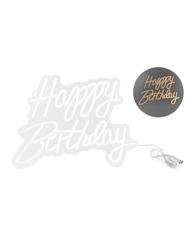 Neon Led Happy Birthday Blanco 40X29,5cm ***OFERTA DTO NO ACUMULABLE