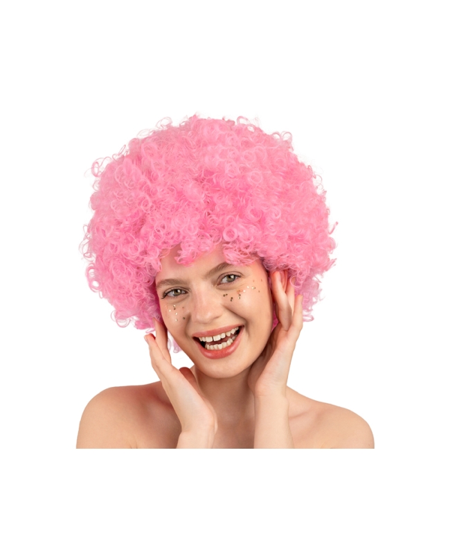 Peluca Afro Rosa Claro ***OFERTA DTO NO ACUMULABLE