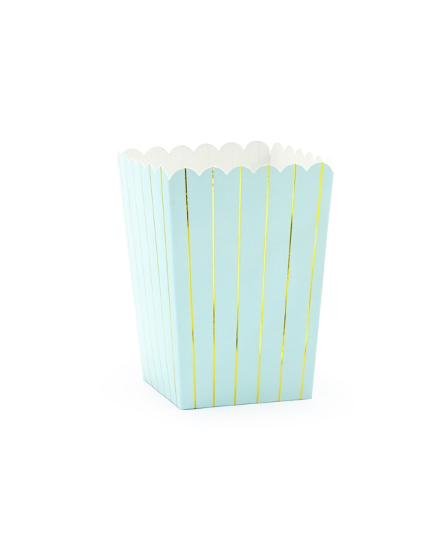 Cajas Palomitas Rayas Azul Claro 7X7X12,5cm ***OFERTA DTO NO ACUMULABLE