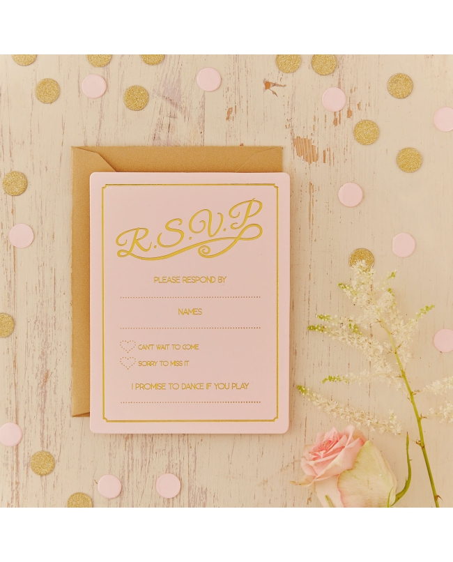 Tarjetas Rsvp Pink And Gold ***OFERTA DTO NO ACUMULABLE