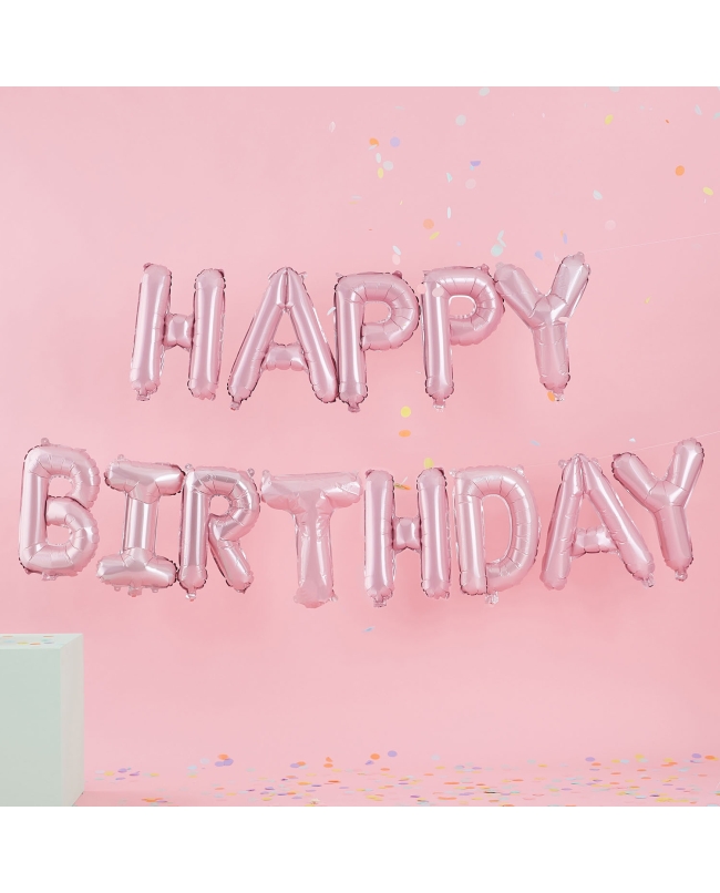 Globo Guirnalda Partel Party Diy Feliz Cumpleaños Pink Foil 14 Parts Altura 40.6 Cm ***OFERTA DTO NO ACUMULABLE