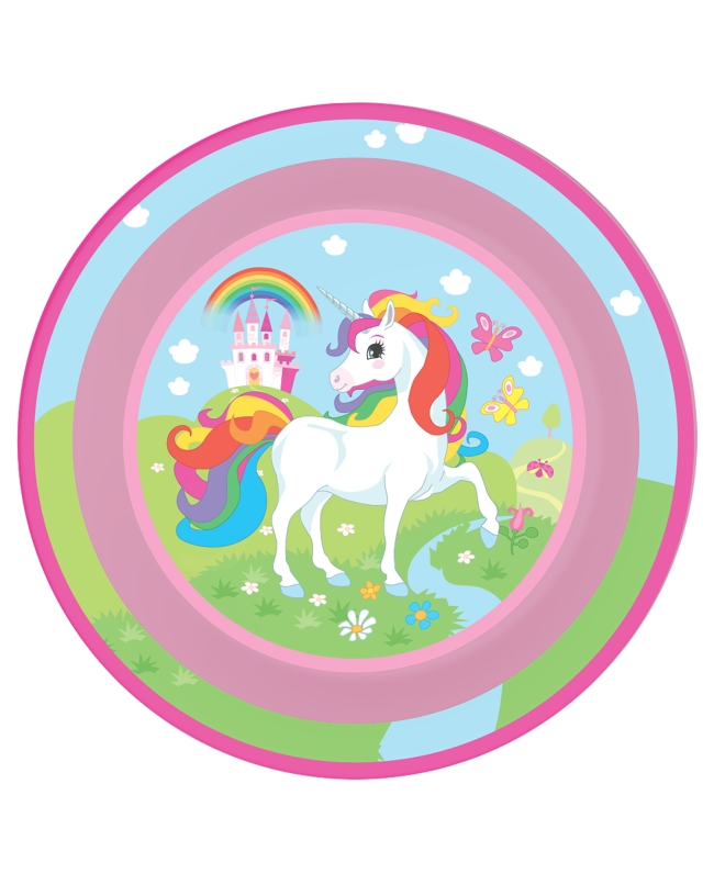 Platos Plastico 21,2cm Reutilizables Unicornio