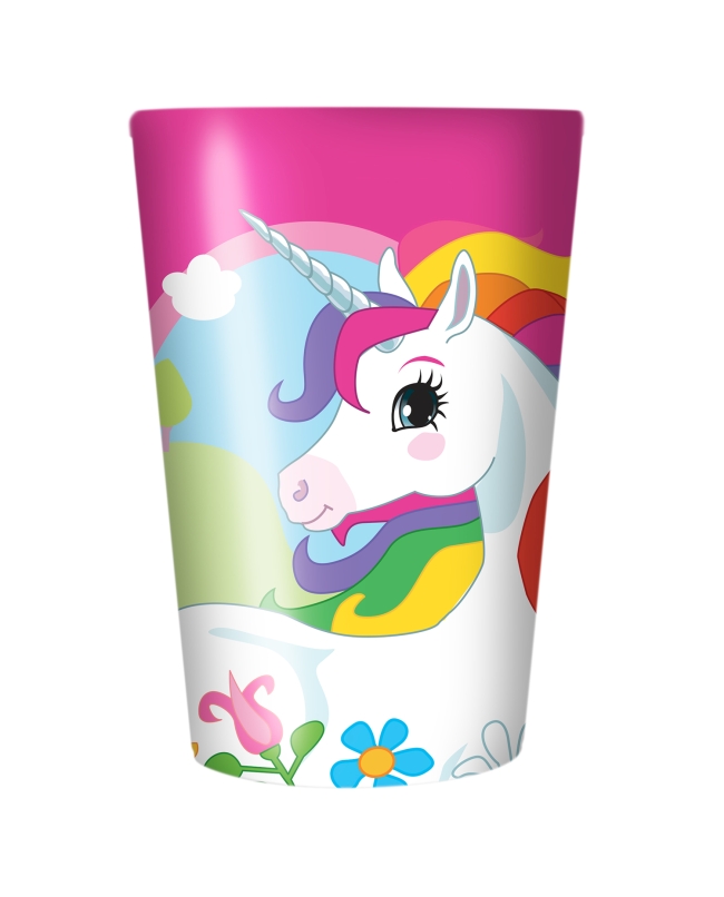 Vasos Plast 430ml Reutilizables Unicornio