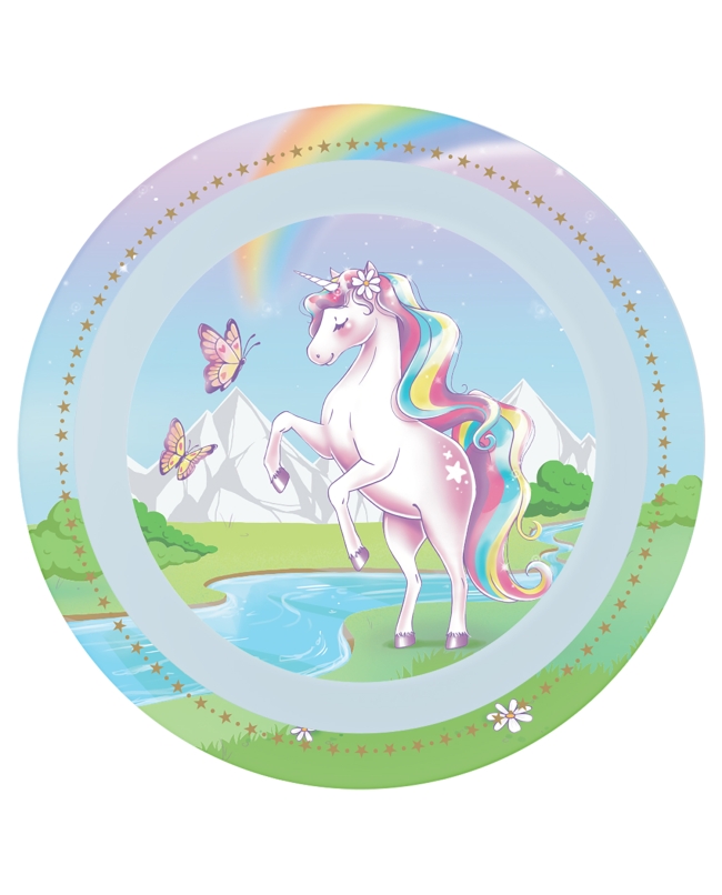 Platos Plastico 21,2cm Reutilizables Sueños Unicornio