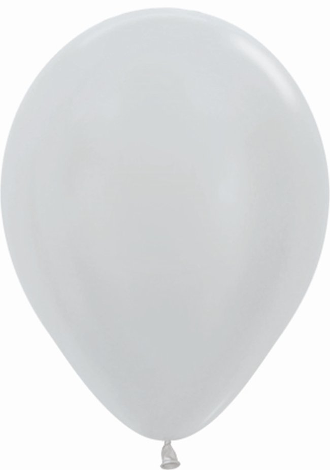 Globo Latex R12 Sempertex Satin Plata 30cm En Bolsa De 50 Unidades