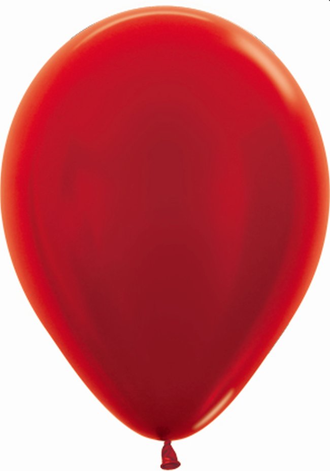 Globo Latex R12 Sempertex Metal Rojo 30cm En Bolsa De 50 Unidades