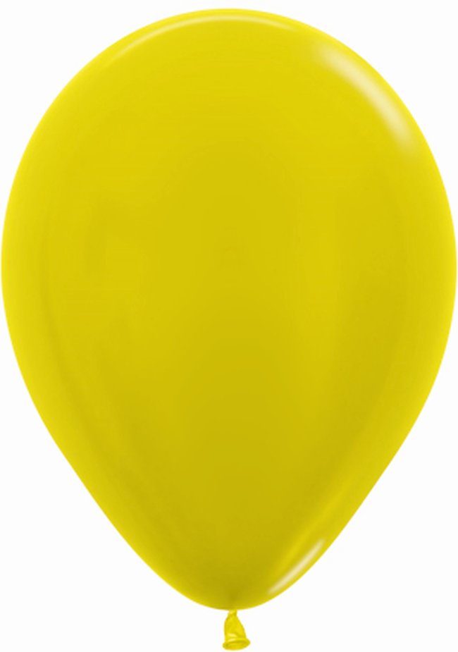 Globo Latex R12 Sempertex Metal Amarillo 30cm En Bolsa De 12 Unidades