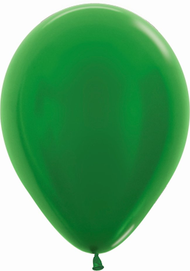 Globo Latex R12 Sempertex Metal Verde 30cm En Bolsa De 12 Unidades