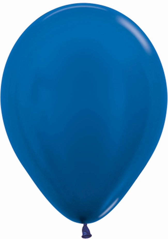 Globo Latex R12 Sempertex Metal Azul 30cm En Bolsa De 50 Unidades