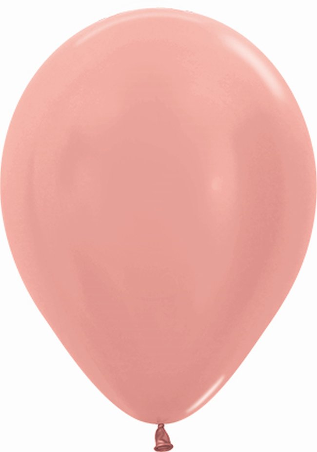 Globo Latex R12 Sempertex Metal Rosa Dorado 30cm En Bolsa De 50 Unidades