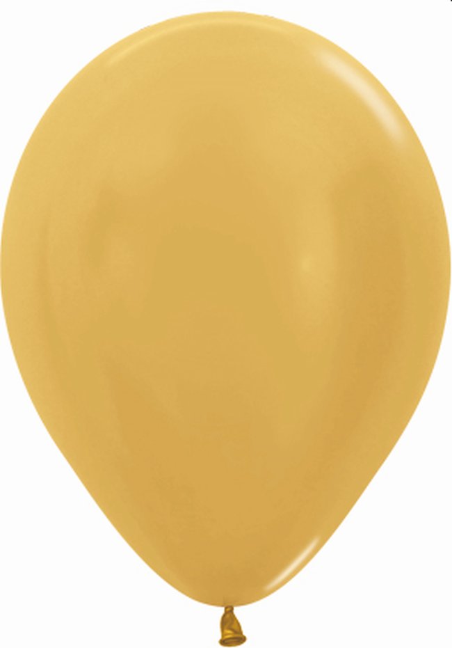 Globo Latex R12 Sempertex Metal Dorado 30cm En Bolsa De 12 Unidades