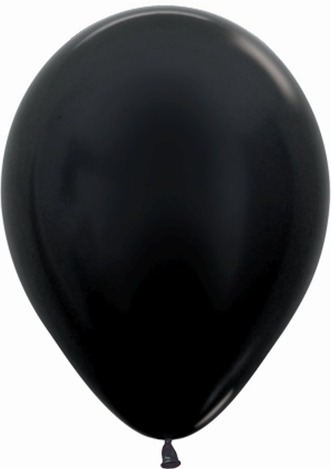 Globo Latex R12 Sempertex Metal Negro 30cm En Bolsa De 12 Unidades