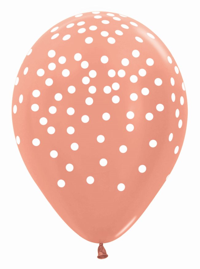 Globo Latex R12 Sempertex Metal Rosa Dorado Confetti 30cm