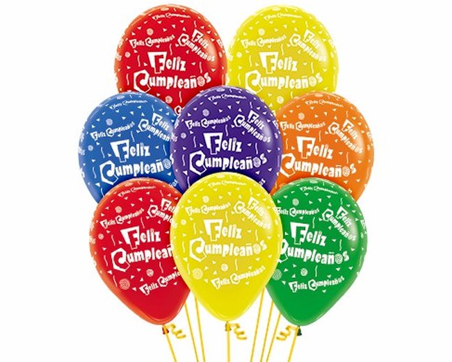 Globo Latex R12 Sempertex Cristal Feliz Cumpleaños Surtido Colores 315-20-30-40-51-61 / 30cm