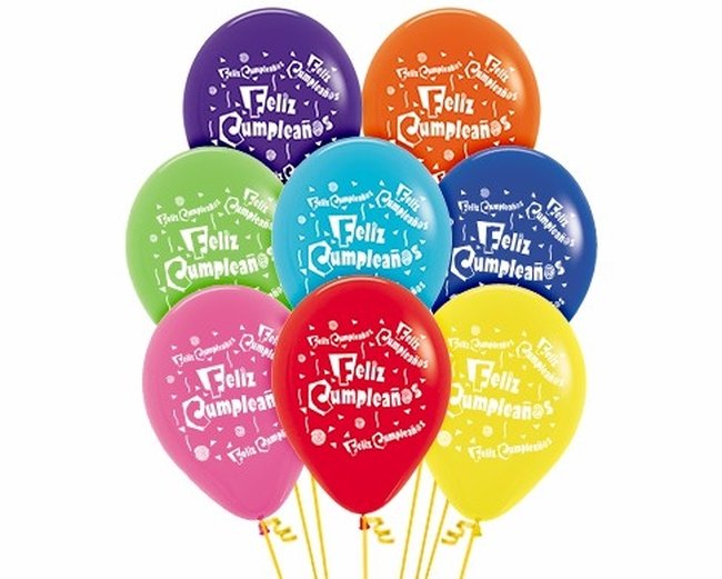 Globo Latex R12 Sempertex Fashion Feliz CumpleaÃ±os 2 Caras 30cm