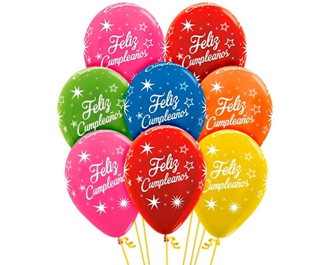 Globo Latex R12 Sempertex Metal Feliz Cumpleaños Destellos Surtido Colores 512-515-520-531-540-561 / 30cm