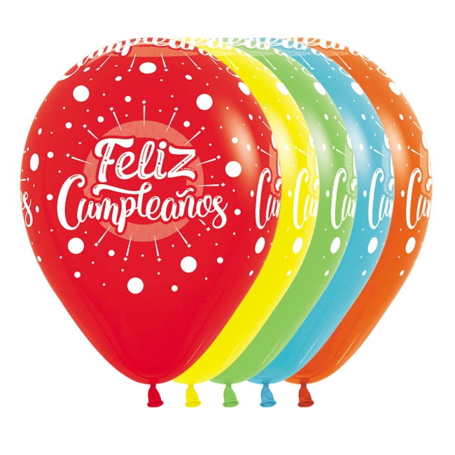 Globo Latex R12 Sempertex Fashion Surtido Colores Feliz Cumpleaños Multicolor 30cm 012-015-020-031-038-061