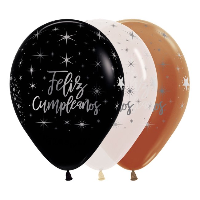 Globo Latex R12 Sempertex Feliz Cumple Radian Tinta Metal 30cm 080-390-570